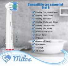 Carica l&#39;immagine nel visualizzatore di Gallery, Milos Testine Oral B di Ricambio Morbide Compatibili con Spazzolino Elettrico, Confezione da 16 - per Adulti