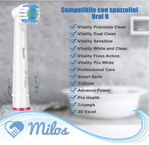 Milos Testine Oral B di Ricambio Morbide Compatibili con Spazzolino Elettrico, Confezione da 16 - per Adulti