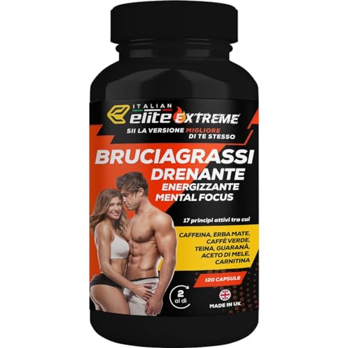 Italian Elite® Integratore Brucia Grassi Elite Extreme. 120 caps Termogenico, Dimagrante, Drenante, Energizzante, Detox, Mental Booster.