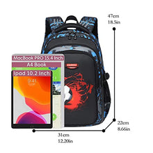 Carica l'immagine nel visualizzatore di Gallery, GUIVITU Zaino Scuola Elementare Zaini per Ragazzi Adolescenti Cartella Scuola Casual Borse Studenti Della Zainetto Bambini Set Scolastico Oxford Impermeabile Backpack(blu)