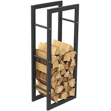 Carica l'immagine nel visualizzatore di Gallery, Portalegna Verticale Supporto Scaffale Rettangolare in Metallo Porta Legna da Interno Esterno Legnaia Casa Giardino per Camino Caminetto Stufa Design Moderno (100 x 25 x 40 cm)