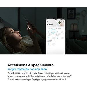 [Nuovo] TP-Link Tapo P105 Presa Smart Italiana, WiFi Intelligente Smart Plug, Controllo Vocale, Compatibile con Alexa e Google Home, Controllo Remoto Tramite APP Tapo, Bianco