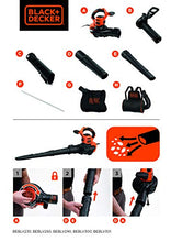 Carica l'immagine nel visualizzatore di Gallery, Black+Decker Beblv301 Soffiatore Elettrico, Trituratore, Aspiratore Foglie Capacità Di Raccolta 72 Litri, 3000 W, Nero Arancione, ‎64 x 39 x 44 cm; 6 Kg