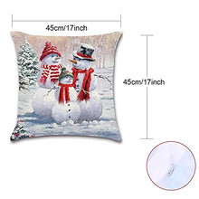 Carica l'immagine nel visualizzatore di Gallery, AcnA Natale Fodere per Cuscini,4 Pezzi Cuscini Caso Federa,Copricuscini Natalizi 45x45cm,Pupazzo di Neve Invernale Babbo Natalizie Divano Decorativi di Natale