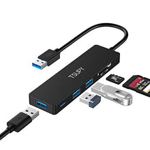 Carica l&#39;immagine nel visualizzatore di Gallery, TSUPY Hub USB 3.0 5 Porte Adattatore con Lettore di Scheda 19 cm