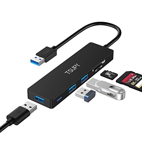 TSUPY Hub USB 3.0 5 Porte Adattatore con Lettore di Scheda 19 cm
