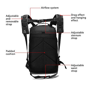 GNEGNI 45L Zaino Tattico Militare D'assalto Resistente all'Acqua Molle Nero
