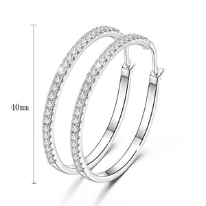 Orecchini a cerchio in argento 925, anelli grandi e rotondi con pavé di...