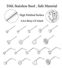 Carica l&#39;immagine nel visualizzatore di Gallery, Milacolato 20G Naso Stud Set I Forma Cartilagine Tragus Piercing CZ Acciaio... - Ilgrandebazar