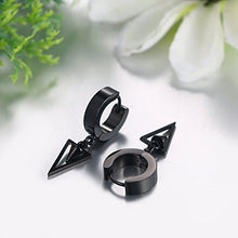 Carica l&#39;immagine nel visualizzatore di Gallery, JewelryWe Orecchini da Uomo Donna a Cerchio con Pendente in Nero - Ilgrandebazar