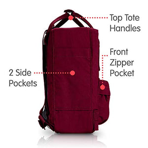 FJÄLLRÄVEN Kånken Mini, Zaino Unisex Adulto 29 x 20 x 13 cm, Rosso (Plum)