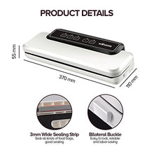 Carica l&#39;immagine nel visualizzatore di Gallery, Edihome, Macchina Sottovuoto Alimenti, Professionale, Domestico, 110W, Include 10 sacchetti per alimenti, Cibo secco, Cibo umido e fresco, 80KPa