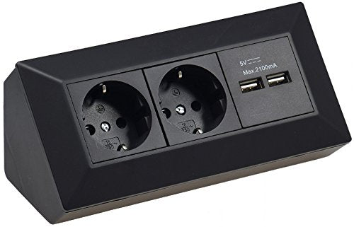 Presa angolare con 2 prese Schuko, 2 uscite USB per cucina, ufficio,...