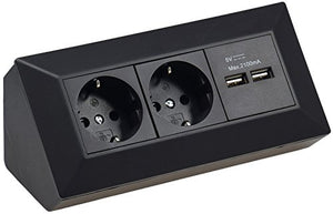 Presa angolare con 2 prese Schuko, 2 uscite USB per cucina, ufficio,...