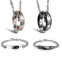 Carica l&#39;immagine nel visualizzatore di Gallery, Flongo Coppia Bracciali Braccialetto Lui &amp; Lei,&quot;Ti ho nel cuore&quot;, Acciaio Set - Ilgrandebazar