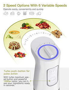 homgeek Frullatore ad Immersione 1000W, 5 in 1 Frusta, Mixer a...