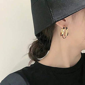 Orecchini a cerchio in argento Sterling 925 a forma di Tre Cerchi Dorati.