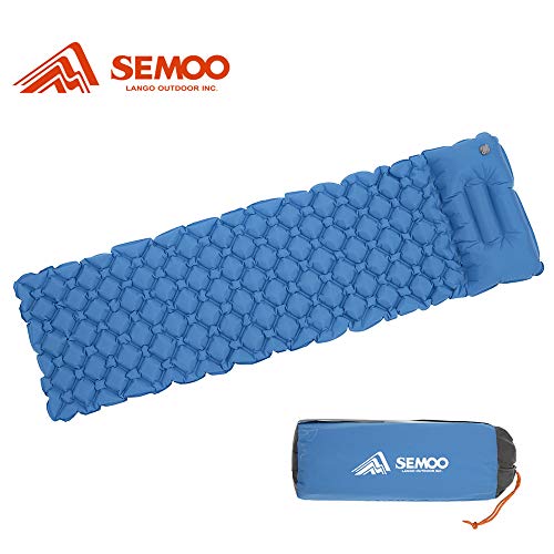 Semoo Materassino Gonfiabile da Campeggio Ultraleggero, Pad Blu Con Almohada