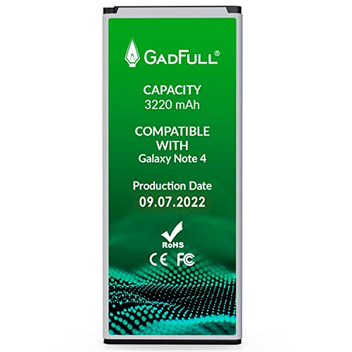 GadFull Batteria compatibile con Samsung Galaxy Note 4 | Corrisponde al EB-BN910BBE originale| Compatibile con SM-N910F|SM-N910U|SM-N910C|SM-N910H|SM-N910A