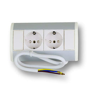Pratica presa angolare 2x Schuko, in alluminio, per cucina, bagno,...