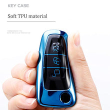 Carica l&#39;immagine nel visualizzatore di Gallery, Cover protettiva per chiave in TPU con 3 pulsanti, compatibile Ford Blu