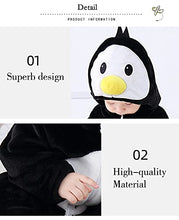 Carica l'immagine nel visualizzatore di Gallery, DEBAIJIA Bambino Flanella Pagliaccetto con Cappuccio 0-36M Inverno Tutina Animale Carino Jumpsuit Ragazzi Ragazze Pigiama (Nero-80)
