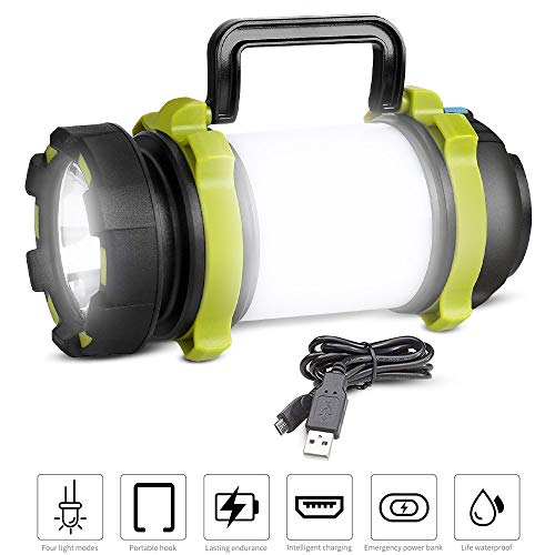 REEXBON Lanterna LED USB Ricaricabile 4 in 1 4000mAh 1200LM Verde 4000mah