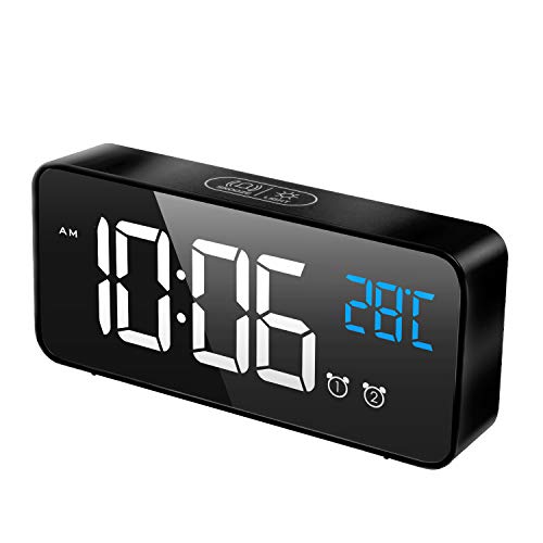 Sveglia Digitale In Legno AboveClock - Con Temperatura, Data, Luce Notturna E Snooze, Batterie Non Incluse - Foto 13