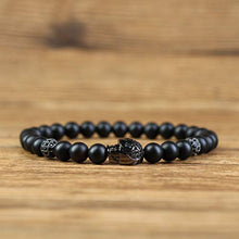 Carica l&#39;immagine nel visualizzatore di Gallery, COAI Set Due Bracciali da Uomo in Onice Opaca e Amuleto Teschio, Bracciali...