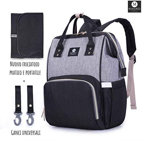 Zaino Mamma Multifunzione Neonato, Fasciatoio Impermeabile nero grigio - Ilgrandebazar