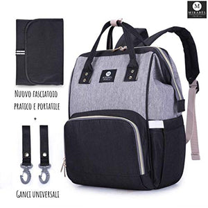 Zaino Mamma Multifunzione Neonato, Fasciatoio Impermeabile nero grigio - Ilgrandebazar