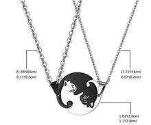 Carica l&#39;immagine nel visualizzatore di Gallery, Flongo Coppia Collana Amante ciondoli Gatti Bianchi Neri, Ciondoli Nero - Ilgrandebazar