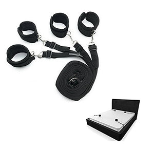 BONDAGERIE® Kit letto con Manette, Morbide e Imbottite, regolabili e Nero - Ilgrandebazar