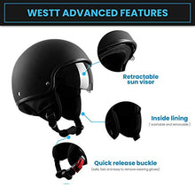 Carica l&#39;immagine nel visualizzatore di Gallery, Westt Vintage Casco Jet Retro Moto Nero Opaco Scooter Motorino L (58cm) - Ilgrandebazar