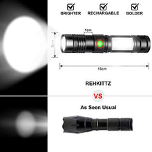 Carica l'immagine nel visualizzatore di Gallery, REHKITTZ Torcia LED Ricaricabile Militare 1300 Lumens Elettrica Alta...