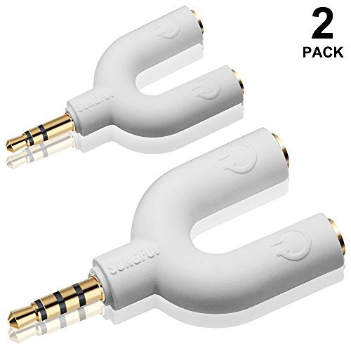 AFUNTA Auricolare Audio Kit Stereo Splitter, Ferro di U splitter-White