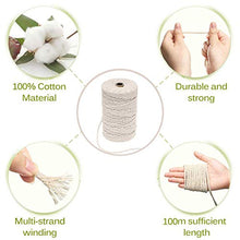 Carica l'immagine nel visualizzatore di Gallery, YIKEF Cotone di Macrame Filato,Fatta a Mano Corda Macramé in 200M-3mm