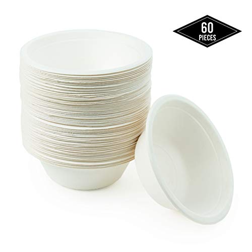 60 Ciotole di Carta Canna da Zucchero USA e Getta, 350ml - Monouso,... - Ilgrandebazar