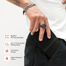 Carica l&#39;immagine nel visualizzatore di Gallery, Porta Tabacco Cartine e Filtri Idrorepellente Cucito a Mano - Astuccio Portatabacco in Tessuto con cerniera extra, Porta Tabacco Donna - Porta Tabacco Uomo (Nero Sportivo)