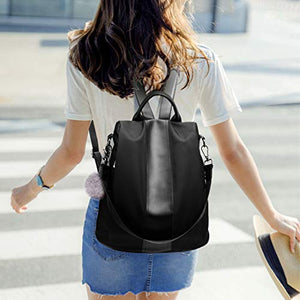 Miss Lulu Zaino per donna casual Borse da scuola in nylon Nero