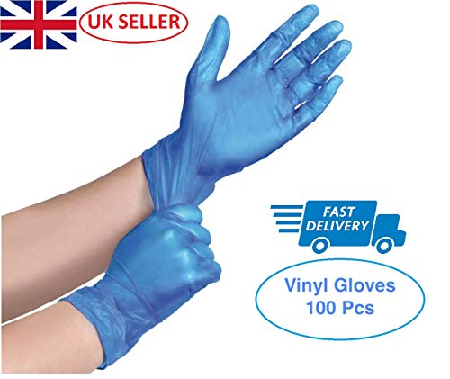 K-MART - Guanti usa e getta in vinile, senza polvere, colore blu, taglia S, M