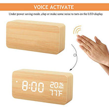 Carica l&#39;immagine nel visualizzatore di Gallery, Tanouve Sveglia LED in Legno, Wood Cube da Tavolo Digitale, 3 legno - Ilgrandebazar