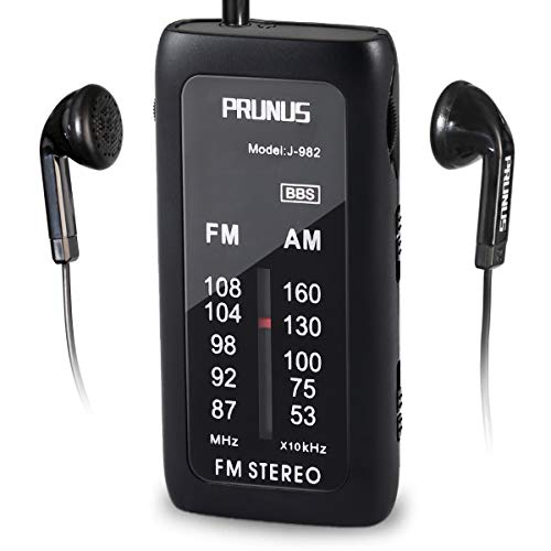 Radio FM/AM a transistor portatile tascabile PRUNUS J-982, con modalità Nero