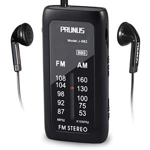 Radio FM/AM a transistor portatile tascabile PRUNUS J-982, con modalità Nero