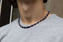 Carica l&#39;immagine nel visualizzatore di Gallery, Collana di lapislazzuli, con perline legno e perle rame per uomini e... - Ilgrandebazar