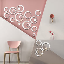 Carica l&#39;immagine nel visualizzatore di Gallery, Adesivi Murali Cerchio di Cristallo 3D. Acrilico Specchio Adesivi Murali Camera.Adesivo da Parete Rotondo per Camera Soggiorno Decorazione DIY Casa. (24 Pezzi, Colore Argento)