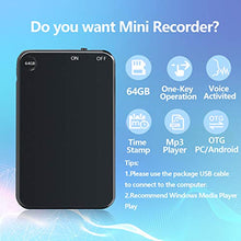 Carica l&#39;immagine nel visualizzatore di Gallery, 64GB Registratore Vocale Portatile, Telefo Registratore Audio Digitale Professionale Con Attivazione Vocale e Durata Della Batteria di 50 Ore, Mini Registratore per Lezioni Riunioni