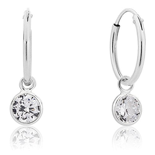 DTP Silver Orecchini A Cerchio Con Nodo Pendente - Argento 925 Placcato Oro Rosa 18K, Diametro 14 Mm, Ipoallergenici, Gioielli Eleganti Donna