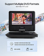 Carica l&#39;immagine nel visualizzatore di Gallery, YOTON Lettore DVD portatile da 9,5&quot; per bambini con schermo girevole HD da 7,5&quot;, con altoparlante stereo, 1.8m Caricatore per Auto, scheda Sync TV/USB/SD [Blu-ray non supportata]