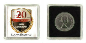 Oaktree Gifts - Portafortuna 6 pence in argento per 20° anniversario di nero - Ilgrandebazar